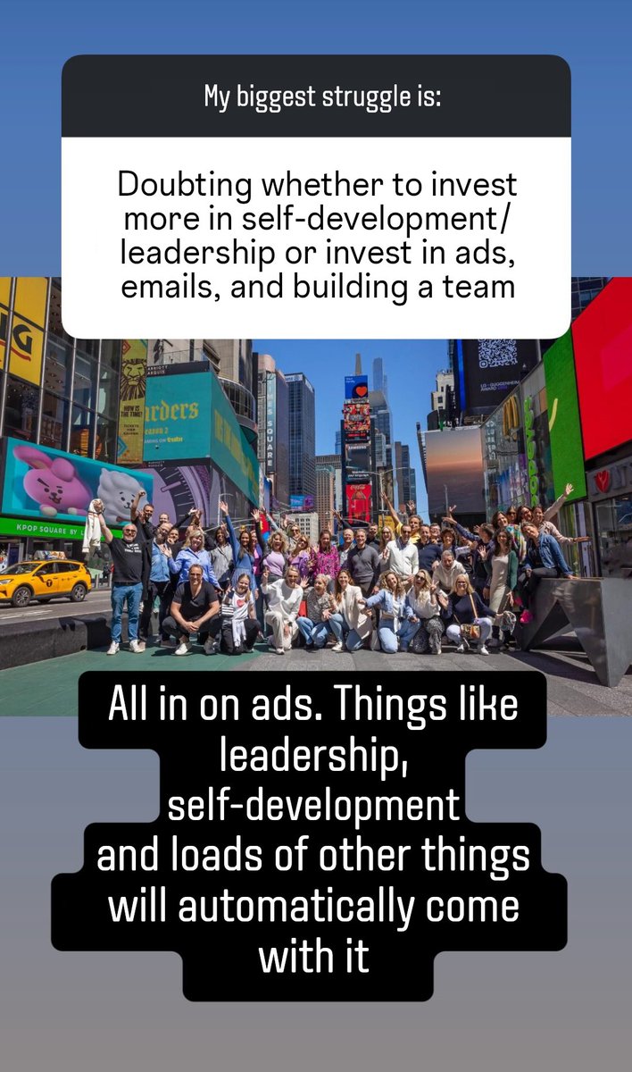All in on ads. Things like leadership, self-development and loads of other things will automatically come with it
