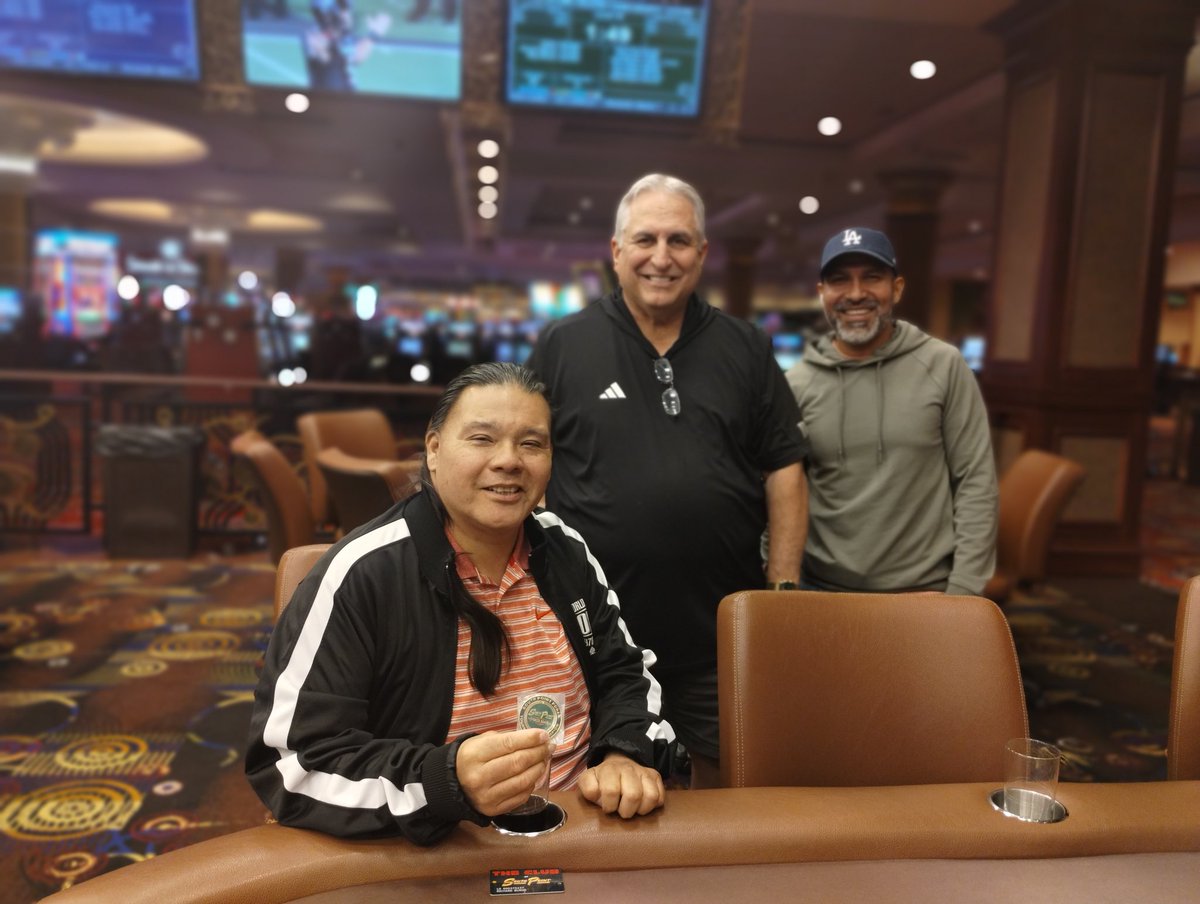 South Point Poker Room (@sppokr) on Twitter photo Congratulations to our winners in the 2pm Turbo Bounty. Richard, George, and Jorge decided on a 3 way even chop giving them all a payday of over $750 along with their bounties.
Remember to play at <a href="/southpointlv/">South Point Hotel</a> where winners play!!! Congratulations to our winners in the 2pm Turbo Bounty. Richard, George, and Jorge decided on a 3 way even chop giving them all a payday of over $750 along with their bounties.
Remember to play at <a href="/southpointlv/">South Point Hotel</a> where winners play!!!