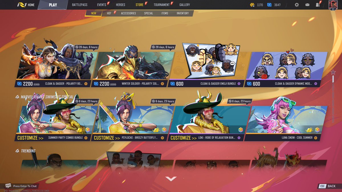 mmmmmmmmiller's tweet image. ‼️ IN-GAME STORE UPDATE NOW LIVE (8/14)

🆕 Abyssal Flame Bundle (3200 Units)
🆕 Cloak &amp;amp; Dagger: Polarity Bond (2200 Units)
🆕 Winter Soldier: Polarity Soldier (2200 Units)
🆕 Cloak &amp;amp; Dagger Emoji Bundle (600 Units)
🆕 Cloak &amp;amp; Dagger Dynamic Mood Bundle (600 Units)
#MarvelRivals