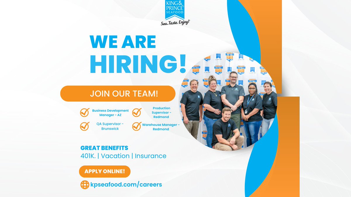 KPseafood's tweet photo. We're Hiring! Join our dedicated team. 👷 💪 ❇️ We have immediate openings. Great benefits and an inclusive and fun work environment. You can make a difference at King &amp; Prince Seafood. Learn more and apply today: https://t.co/eokgpqAiap #kpseafood #careeropportunities https://t.co/cWQh3YTW5a