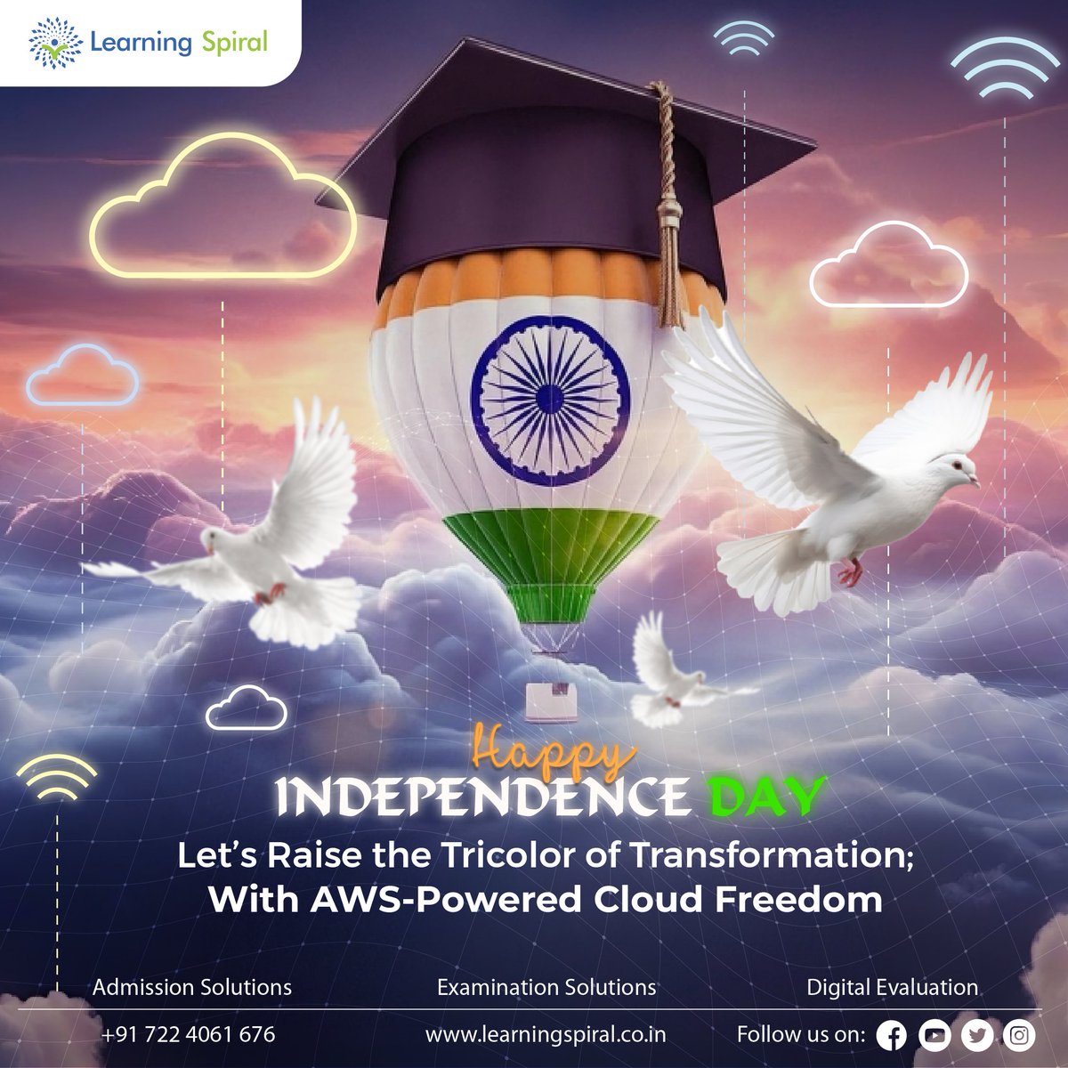 This #IndependenceDay, give your campus true #CloudFreedom!

With AWS + Learning Spiral:
🔓 Break free from legacy limits
🛡 Secure student data
🚀 Scale without boundaries
.
.
.
#AWS #DigitalIndia #EdTech #IndependenceDay2025