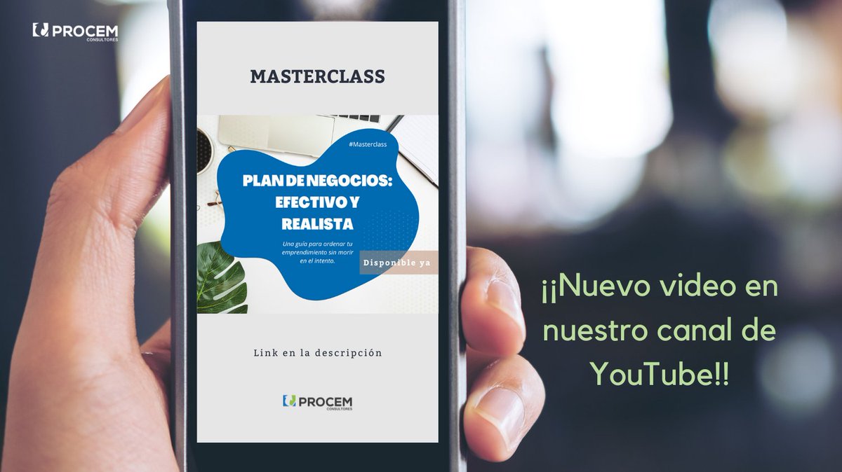 PROCEM_ES's tweet photo. Hoy es #miércolesdemásterclass y te traemos un #nuevovideo sobre cómo desarrollar e implementar un #plandenegocios realista y efectivo, sin morir en el intento.

Accede en este link: https://t.co/5E6I2tZ4KI

#AprendeconPROCEM https://t.co/8HVjD2h8zV