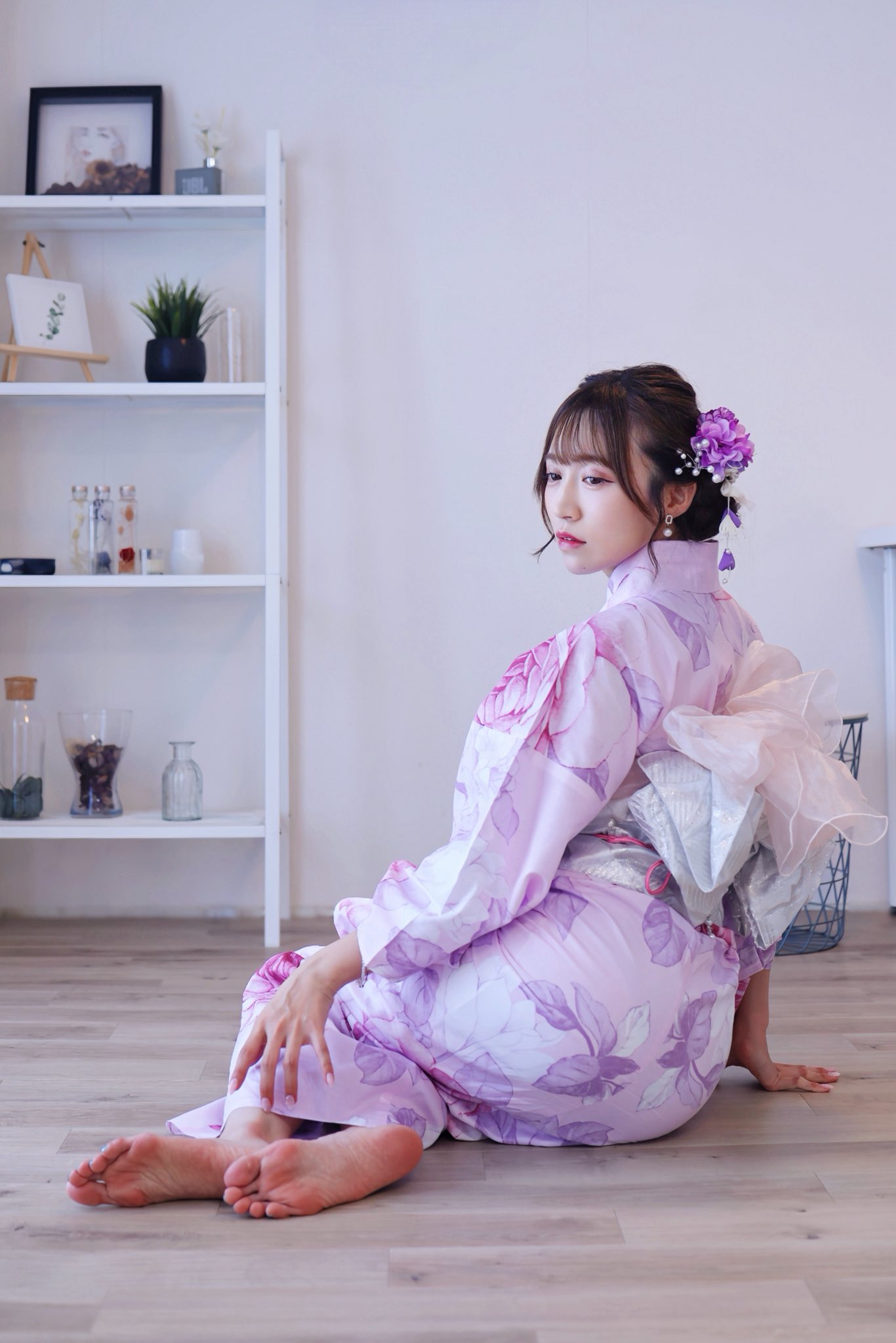 はなぴぃー様♡浴衣ドレス♡オーダー♡ハンドメイド 即日発送】ニュアンスピンクフラワー浴衣【浴衣3点セット 浴衣