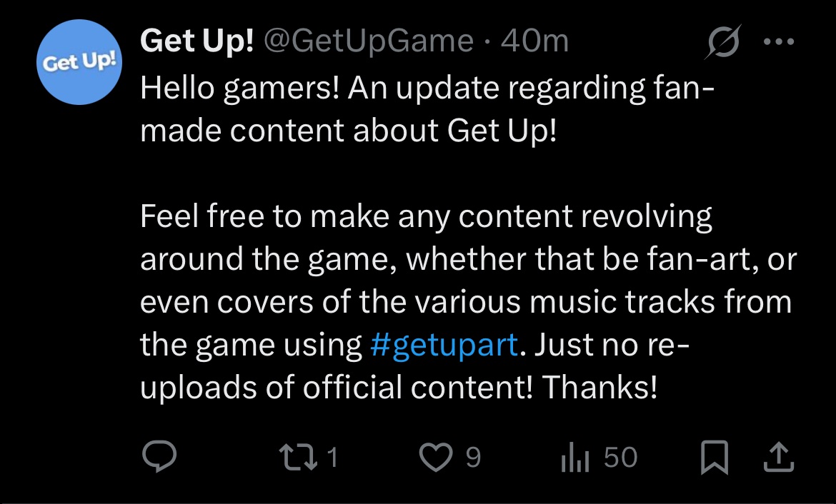 New cdotpost regarding fan made Get Up! content! -🛸