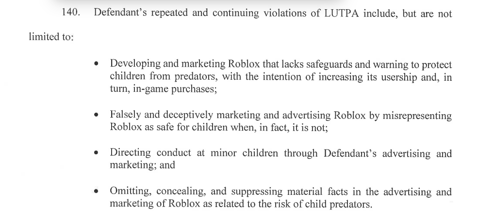KiwiFarmsDotNet's tweet photo. Louisiana's Attorney General is SUING @Roblox $RBLX for three counts: Unfair Trade Practices, Negligence and Public Nuisance, and Unjust Enrichment, alleging that the company illegally profited by knowingly selling a sex game to children.

https://t.co/bOzNcjZW6Z https://t.co/XI5Ws0Po1N