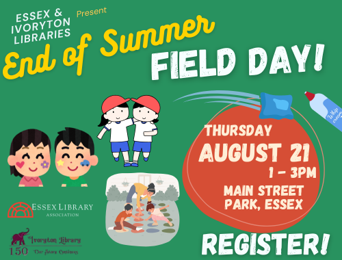 Essex Library (@sxlibrary) on Twitter photo End of Summer Field Day with Essex and Ivoryton Libraries!
August 21, 1-3 PM, Main Street Park
Register: ow.ly/M9WS50WwQU8
๐
โ๏ธ๐๐ป๐
โ๏ธ๐๐ป๐
โ๏ธ๐๐ป
#outdoorplay #hoursoutside #play #childhoodunplugged #outdoors #outdoorfun #letthemplay #playoutside #earlyyears #outdoorplayground End of Summer Field Day with Essex and Ivoryton Libraries!
August 21, 1-3 PM, Main Street Park
Register: ow.ly/M9WS50WwQU8
๐
โ๏ธ๐๐ป๐
โ๏ธ๐๐ป๐
โ๏ธ๐๐ป
#outdoorplay #hoursoutside #play #childhoodunplugged #outdoors #outdoorfun #letthemplay #playoutside #earlyyears #outdoorplayground