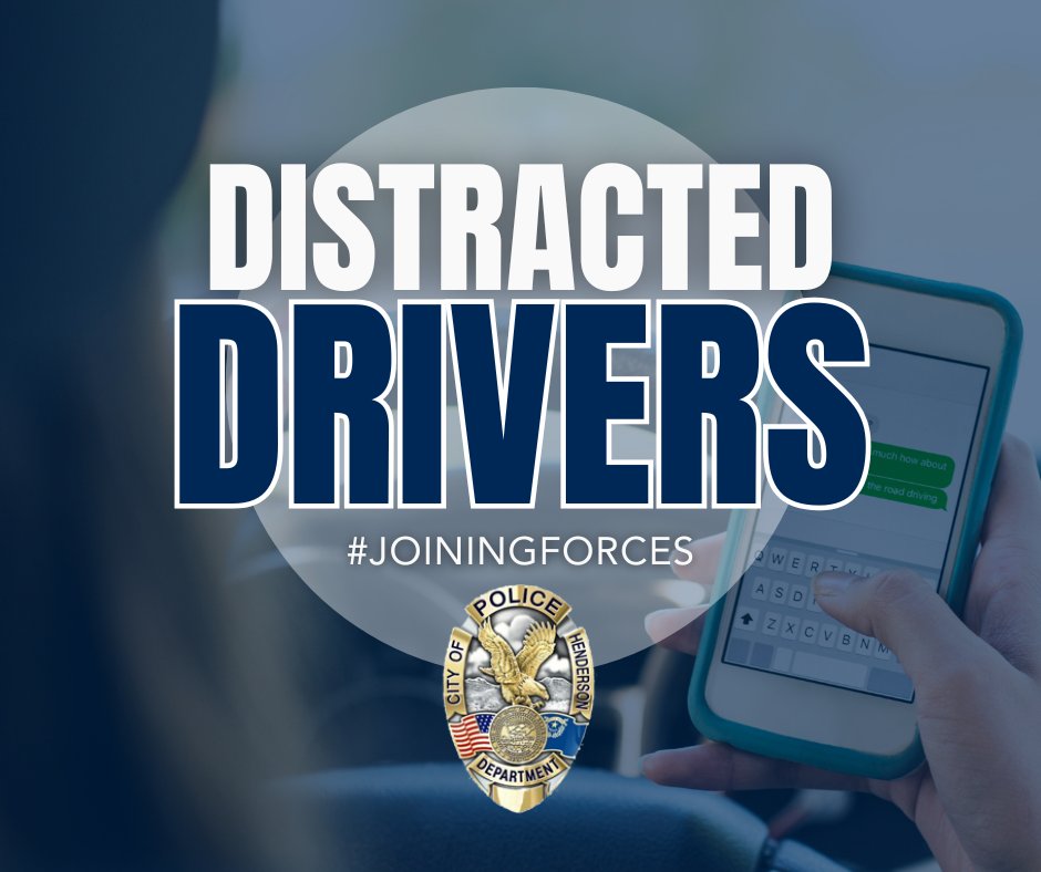 🚨 Distracted Driving Enforcement 🚨
Starting today through Sept. 1, officers will be Joining Forces to crack down on distracted driving.

📵 One quick glance away from the road can change everything.

Stay alert. Drive safe.