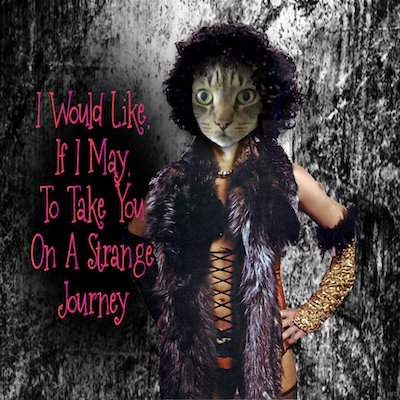 Hi gang! Angel Heath here. I am your barktender this fine hour for the Rocky Horror Picture Show anniversary themed evening! See my Frankenfurter outfit by Gator? Anyway... @ me or reply to this message to order. The menu is at nipclub.blogspot.com ! Use the hashtag #nipclub