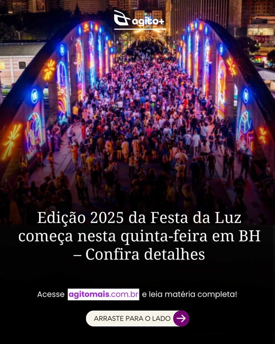 agitomais's tweet photo. Festa da Luz 2025 transforma o Centro de BH em palco de arte, música e luzes a partir desta quinta (14)
Veja programação:
https://t.co/DS7NMDq5EJ
#BeloHorizonte #FestaDaLuz #CulturasUrbanas #EventosBH #ArteDeRua #Luzes #Projeção #VideoMapping #DueloDeMCs #Rap #FBC #AgitoMais https://t.co/MhTtiVQzzM