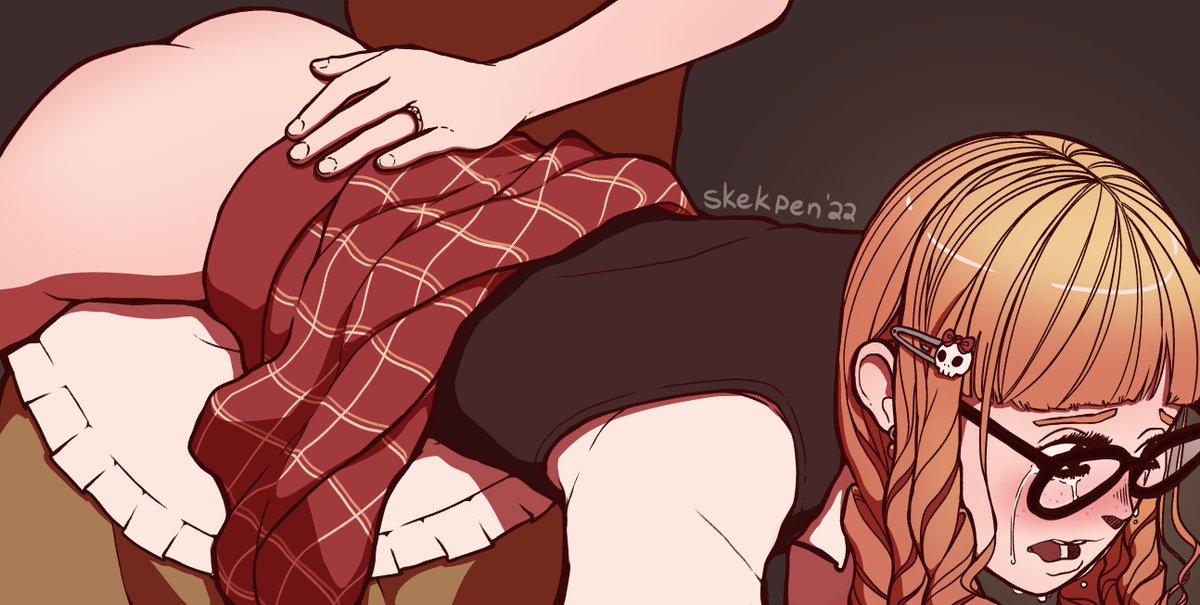 One, two, or three swats she could take, but the burning builds so fast with each swat, she's digging her feet into the floor, trying to work out the sting as it builds to intolerable pain. She whimpers, tries to pry away; she can't, she starts crying, "I'm sorry! I'm sorry!"