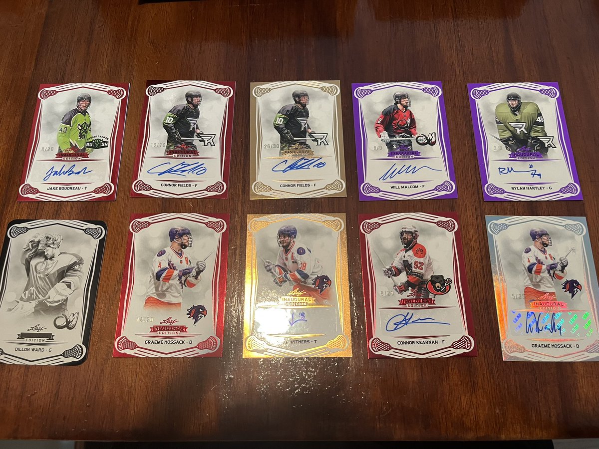 Second run of <a href="/NLL/">NLL</a> <a href="/Leaf_Cards/">Leaf Trading Cards</a>. Couple of them /9 and a Dillon Ward print card. Obsessed is an understatement. Definitely will be more on the way. I also now have three Fields autos if anyone wants to trade for one!