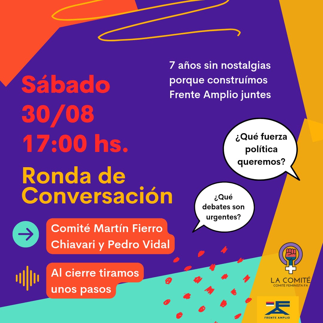 La Comité cumpleaños y para festejarlo siendo fieles a lo que somos nos juntamos a intercambiar juntes sobre algunas preguntas que suelen estar en nuestras discusiones. Y por supuesto celebramos también dando lugar a disfrutar del baile y los abrazos.
Te esperamos 30/8 a 17 hrs.