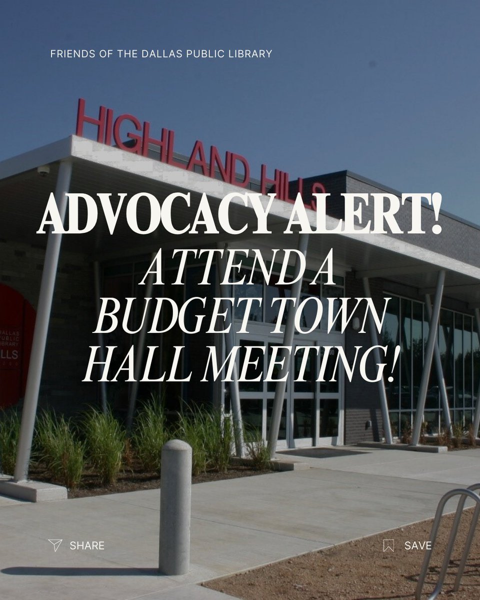 FODPL's tweet image. Libraries need you! 📚
From Aug. 14–28, Dallas leaders are deciding our city’s budget. Let’s make sure libraries get the funding they deserve.
🗓 Swipe for dates &amp;amp; locations
🗣 Show up. Speak up. Stand up for Dallas Public Libraries.
#DallasLibraries #LibraryAdvocacy #DallasTX
