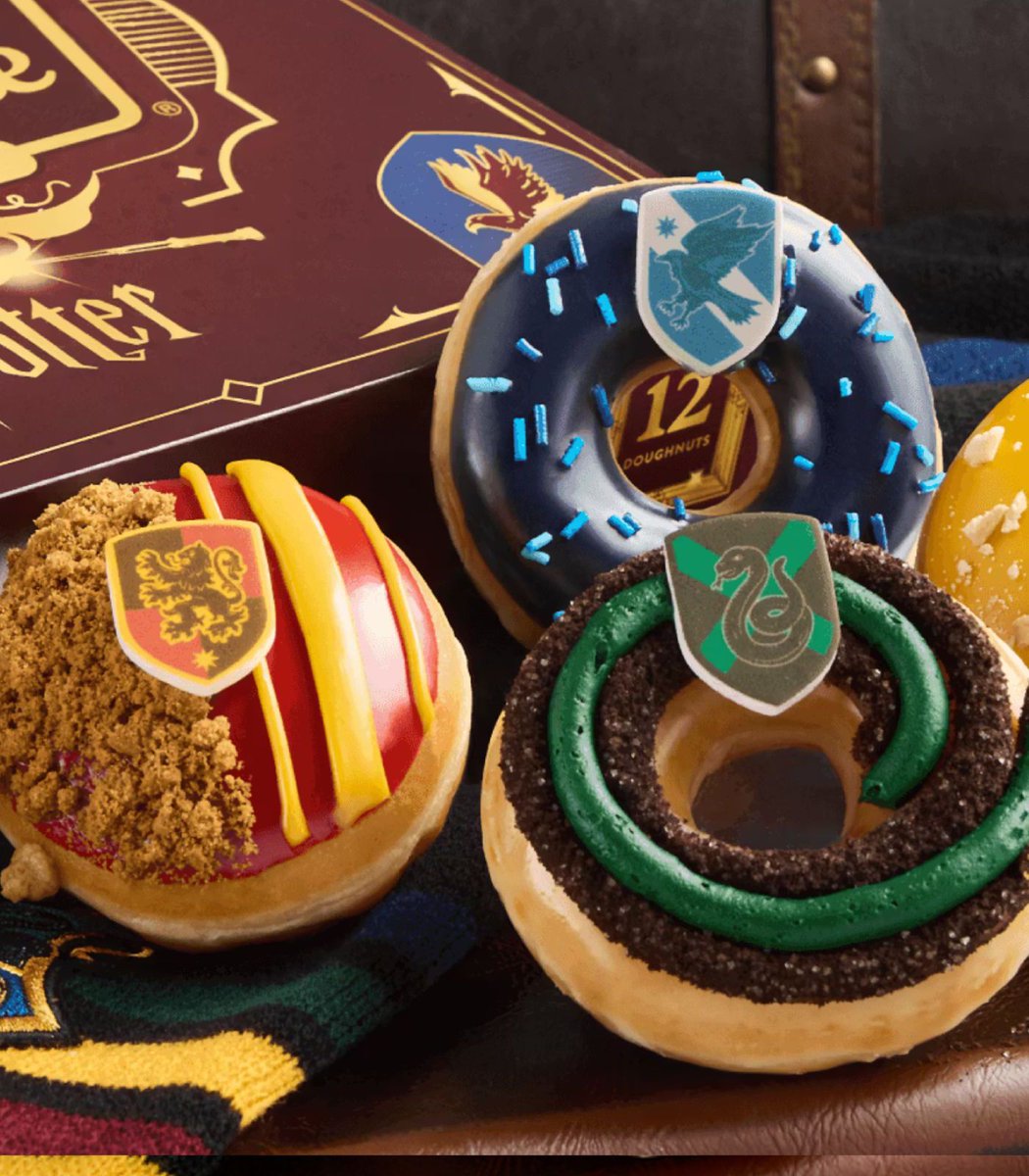Dexerto's tweet photo. Krispy Kreme is releasing five limited-edition Harry Potter doughnuts

The Sorting Hat doughnut features a mystery house filling https://t.co/WnRKvTdPyW