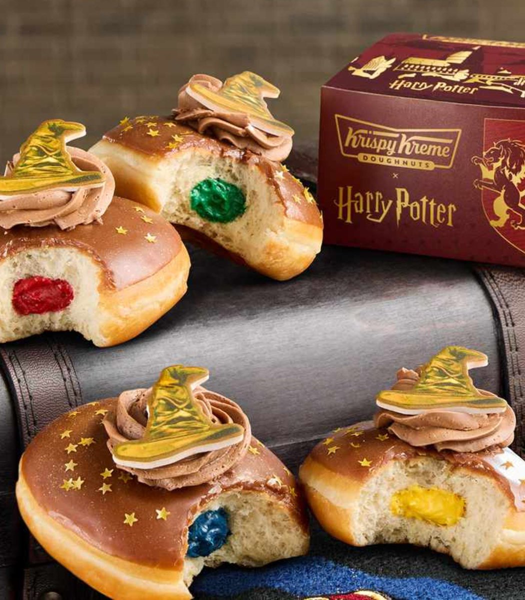 Dexerto's tweet photo. Krispy Kreme is releasing five limited-edition Harry Potter doughnuts

The Sorting Hat doughnut features a mystery house filling https://t.co/WnRKvTdPyW