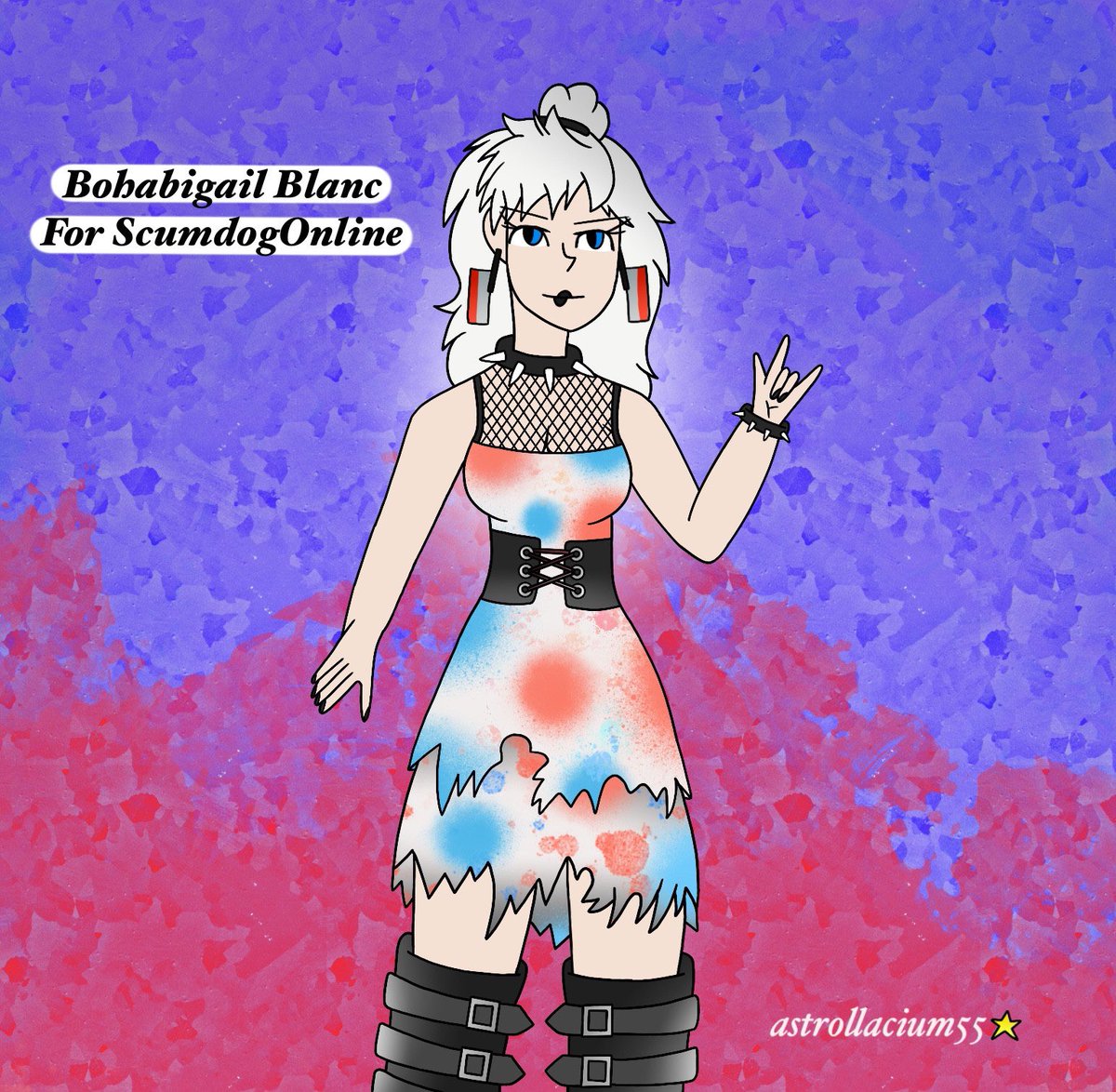 _astro_2003's tweet photo. Artfight attack I drew last year for ScumdogOnline of their OC Bohabigail Blanc 🟣

#artfight #artfight2024 #artfightattack #ArtistOnTwitter #digitalart #artmoots #originalcharacter https://t.co/PIa11Gb2Eo