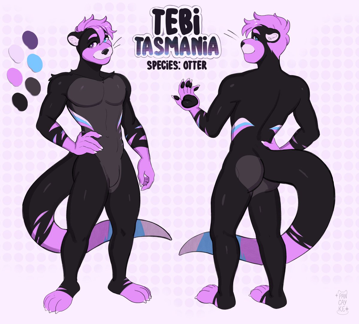 Refsheet commission for my friend <a href="/PurpleRustle/">🌺The🌷Tasmanians🌺</a> 💜

#furry #otter #furryart #refsheet #commission