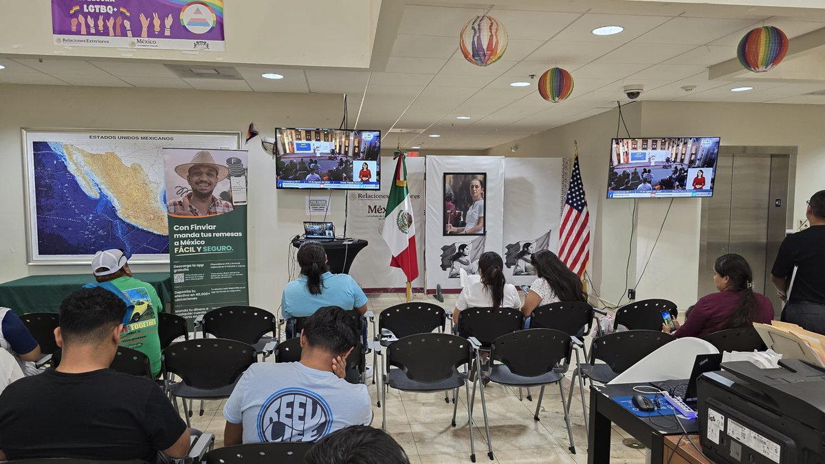 Consulado de México en Orlando (@consulmexorl) on Twitter photo 📢 Como todos los días, en las pantallas del <a href="/ConsulMexOrl/">Consulado de México en Orlando</a> se transmite la conferencia mañanera de la Presidenta <a href="/Claudiashein/">Claudia Sheinbaum Pardo</a>
✅ Se destacó la llegada de 23.4 millones de turistas a México de enero a junio, presentando un incremento del 7.3% a comparación del año pasado.
✅ Se 📢 Como todos los días, en las pantallas del <a href="/ConsulMexOrl/">Consulado de México en Orlando</a> se transmite la conferencia mañanera de la Presidenta <a href="/Claudiashein/">Claudia Sheinbaum Pardo</a>
✅ Se destacó la llegada de 23.4 millones de turistas a México de enero a junio, presentando un incremento del 7.3% a comparación del año pasado.
✅ Se