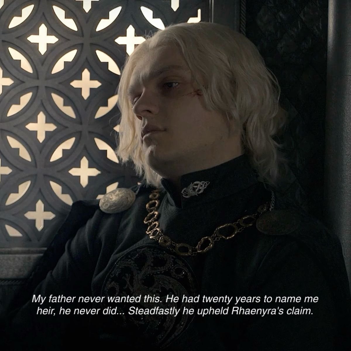 motherhaenyra's tweet photo. “True heir” No one, including Aegon himself, truly believes that… Everyone involved in Rhaenyra’s usurpation understood it for what it was: A usurpation, as they were openly defying the King’s wishes. Aemond outright admits it during his conversation with Cole😭 https://t.co/PwFCIfaolX