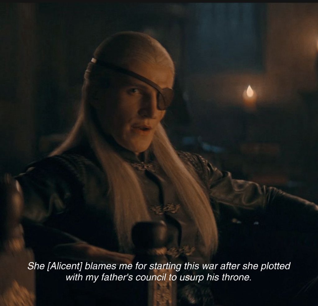 motherhaenyra's tweet photo. “True heir” No one, including Aegon himself, truly believes that… Everyone involved in Rhaenyra’s usurpation understood it for what it was: A usurpation, as they were openly defying the King’s wishes. Aemond outright admits it during his conversation with Cole😭 https://t.co/PwFCIfaolX