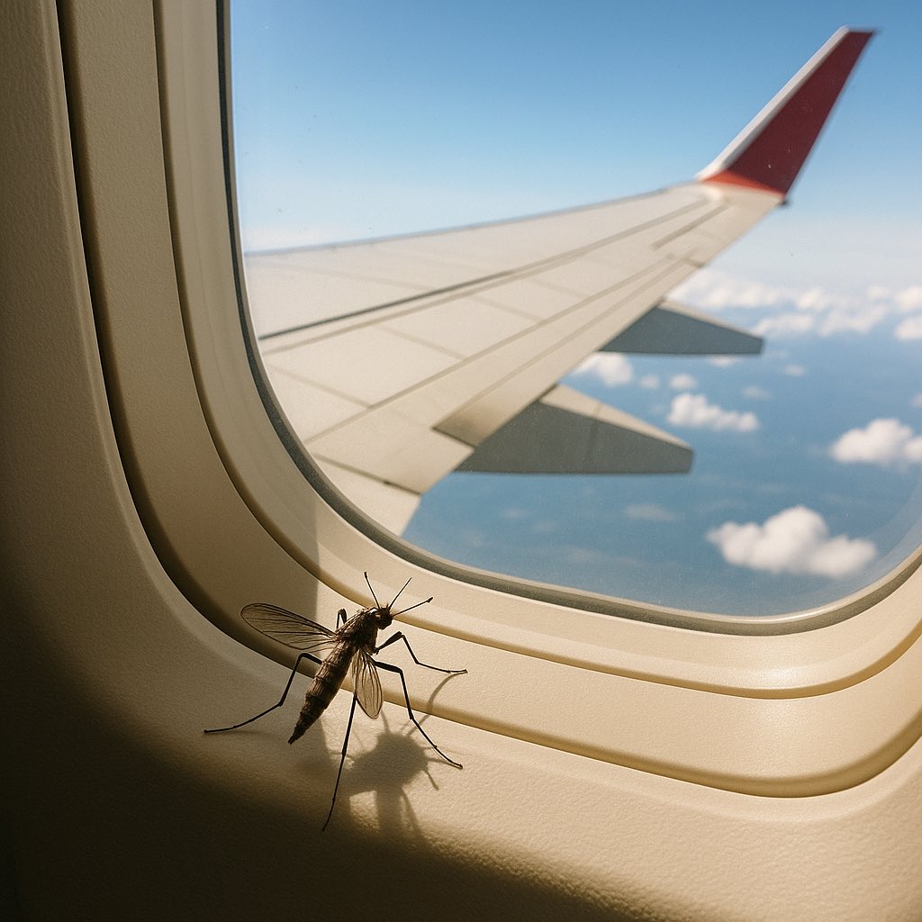 DenisSALEG's tweet photo. 🦟✈️ “Un passager minuscule… mais un risque bien réel. Le moustique voyage aussi, et avec lui les maladies qu’il transporte.”

#SantéPublique
#Prévention
#Paludisme
#Dengue
#Chikungunya
#MaladiesVectorielles https://t.co/BkR3CZsvR4