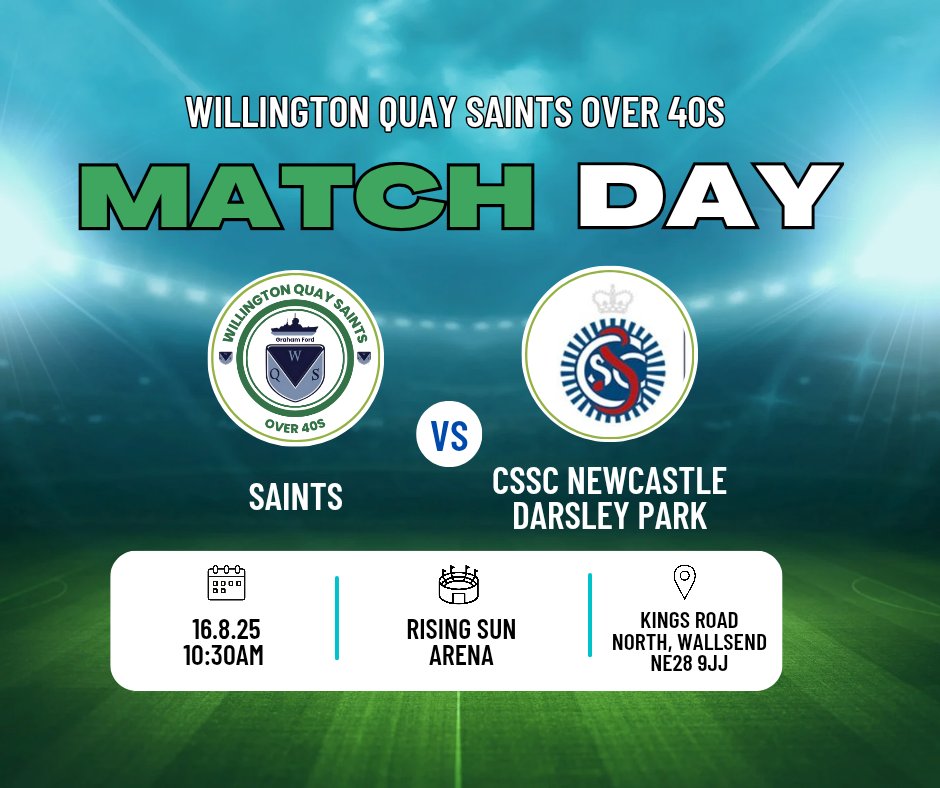 Match Day 2

First home game of the season against <a href="/darsleypark/">Darsley Park Over 40s</a> A good performance needed after last week's point. Should be a belter of a game. 

All support is welcome 10:30am kick off. Big thanks to The Rising Sun pub for it's continued support. 

🟢⚪Up the Saints⚪🟢