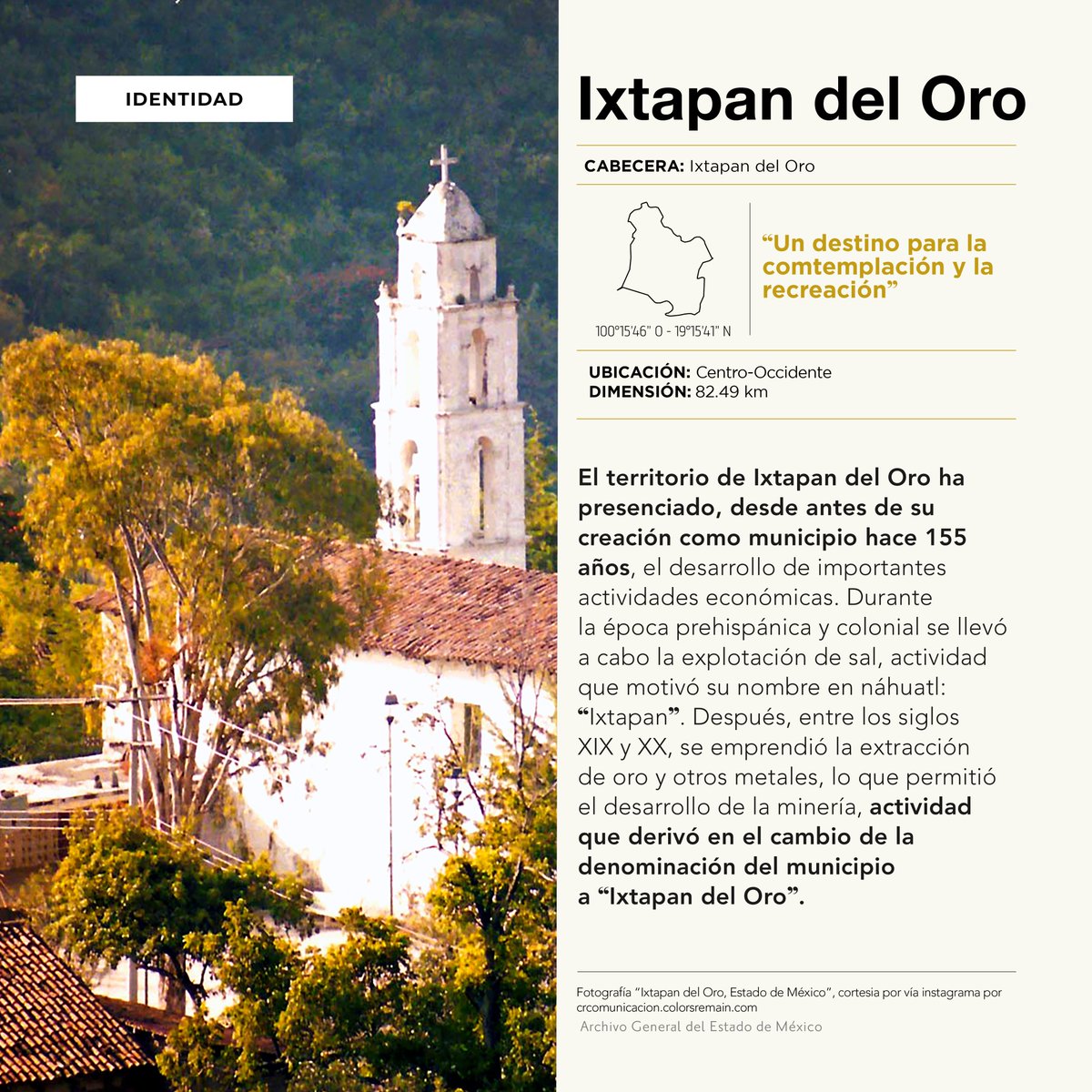 agem_mex's tweet photo. Cada municipio del #Edoméx es un testimonio vivo de historia, un mosaico en constante evolución tejido por su gente, su arquitectura y sus costumbres. Hoy presentamos al municipio de #IxtapanDelOro, un territorio, de #Identidad, #Memoria y #Cultura.
#AGEMÉX
#MásQueUnArchivo https://t.co/g5RtNz0Fzq