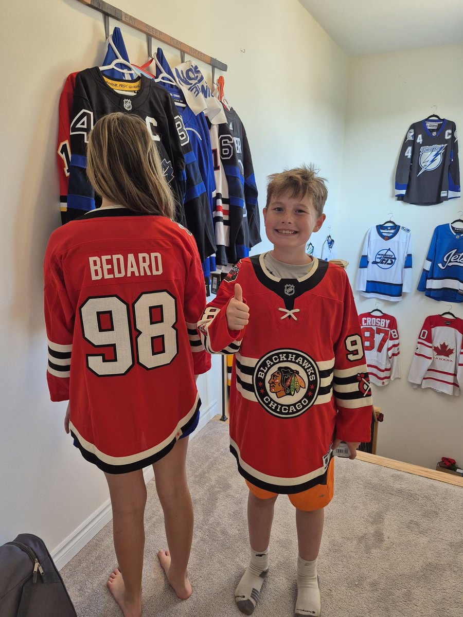 Footer11's tweet photo. @HKYJersey coming thru clutch with the matching Winter Cassic Bedard Jerseys from the kids mystery draw. The kids love them and are already wearing them around the rinks. 
Thank you @HKYJersey !! https://t.co/RXMdUANy3u