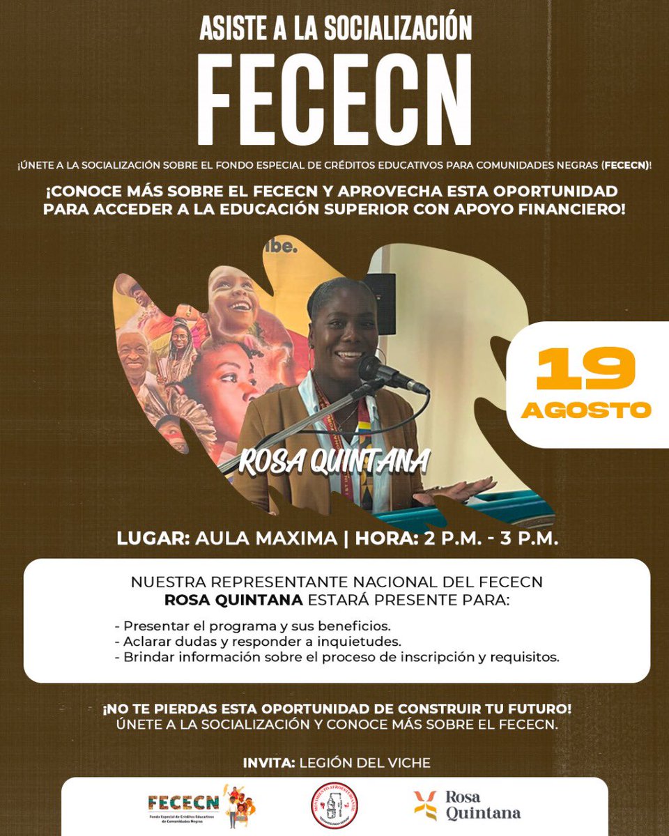 📣 ¡ATENCIÓN ESTUDIANTES DE BUENAVENTURA!

🔊 Te invitamos a la socialización del Fondo de Créditos Educativos Condonables para Comunidades Negras 🖤

 📍 Universidad del Valle sede Pacifico
🗓 Martes 19 de agosto
🕑 2:00 p. m.

¡No te la pierdas!