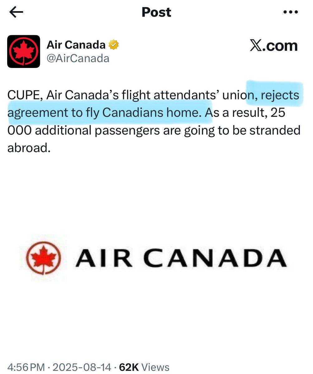 MelissaLMRogers's tweet photo. YIKES 🇨🇦 Canadian Company Air Canada seems to have NO PROBLEM with Canadians being stranded abroad. 

This is not a good look 👀 https://t.co/4UZOQRC15z