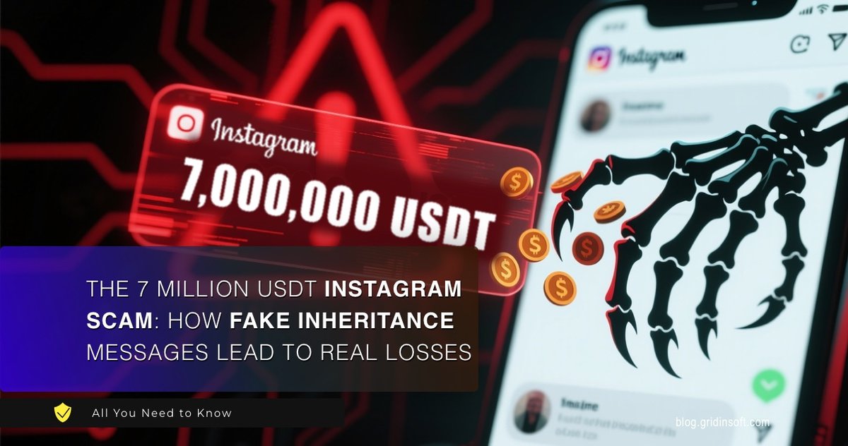 dmitry_gridin's tweet photo. ✨ You’re scrolling through #Instagram when a message pops up. Someone claiming to be dying wants to leave you 7 million USDT. They even provide login credentials to prove it’s real... 🧐 One of the largest coordinated #crypto #scams we’ve investigated. https://t.co/7DqiABDH0N https://t.co/NYkj5QVrFj