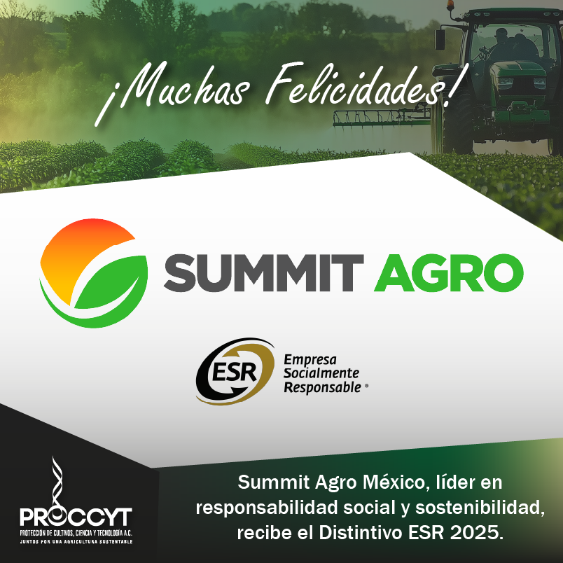 ¡Felicidades a Summit Agro México (<a href="/SummitAgroMx/">Summit Agro México</a>) por obtener el Distintivo ESR 2025!

En #PROCCYT celebramos con orgullo que nuestro asociado <a href="/SummitAgroMx/">Summit Agro México</a> haya recibido el #DistintivoESR2025 (Empresa Socialmente Responsable), otorgado por el Centro Mexicano para la Filantropía.
