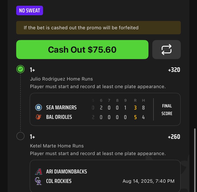 20$ to 4 people once ketel go yard tonight 🚀 L+C+R