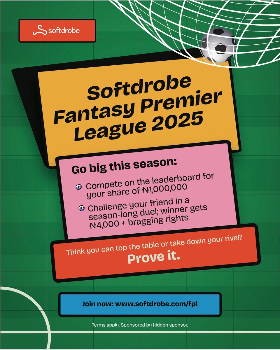 We're alive again! Join Softdrobe's 25/26 FPL competition. Win by climbing to the top of our leaderboards or by winning a challenge against one of your friends.

Join the Softdrobe Fantasy Premier League now and win big! softdrobe.com/fpl