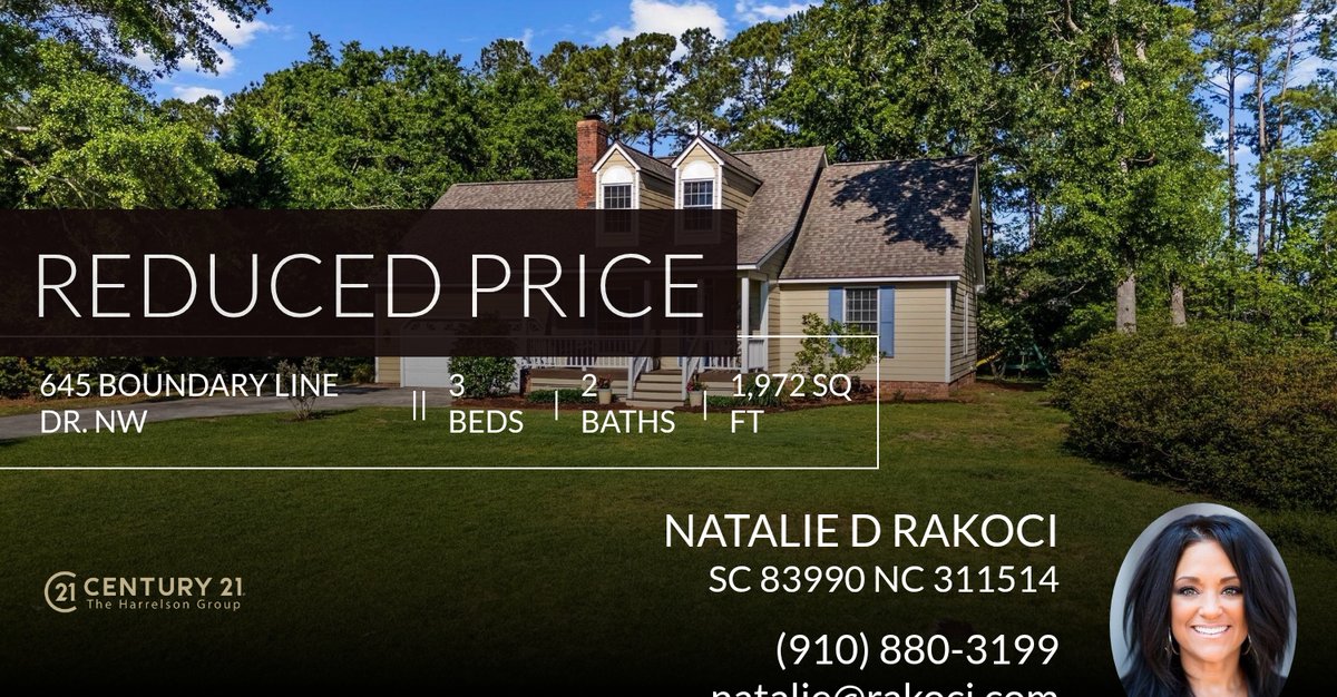 rakocind's tweet photo. 📍 Reduced Price 📍 This recently reduced home at 645 Boundary Line Dr. Nw in Calabash won't last long, so, don't wait to set up a showing! Reach out here or at (910) 880-3199 for more information!

Who you hire, matters. https://t.co/Fiz19OLDao https://t.co/VNztTv15Uk
