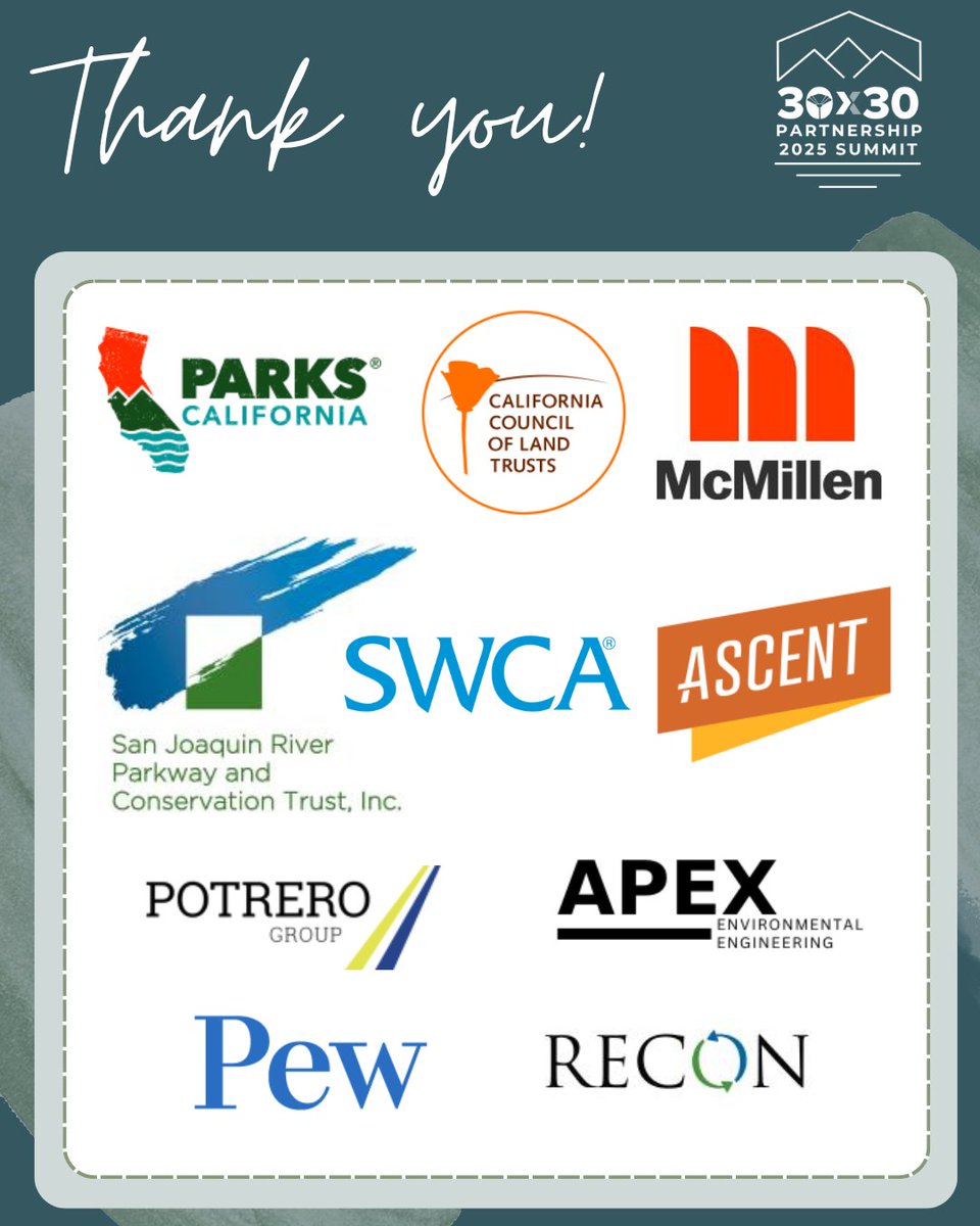 🦋Thank you to the Monarch Sponsors of the #30x30 Partnership Summit for your dedication and support! 

We are grateful for your work and partnership in protecting and conserving California's land and coastal waters.