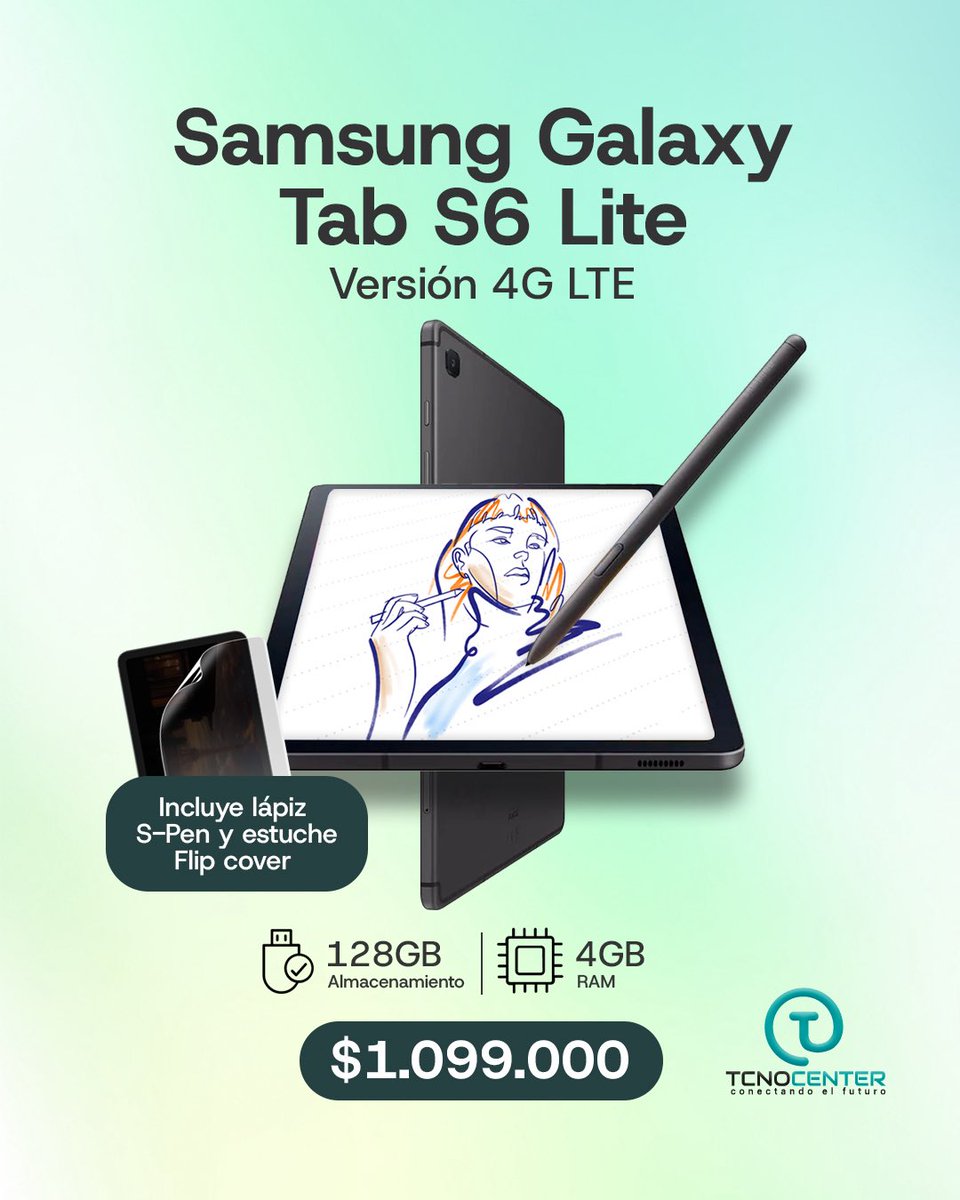 TcnocenterC's tweet image. ✏️ Crea, dibuja y trabaja como un pro ✏️
La Samsung Galaxy Tab S6 Lite 4G LTE es tu compañera perfecta para tomar notas, ilustrar y disfrutar de una experiencia fluida en cualquier lugar.
#TCNOCENTER #Tecnología #SamsungGalaxyTab #TabS6Lite #TabletsColombia