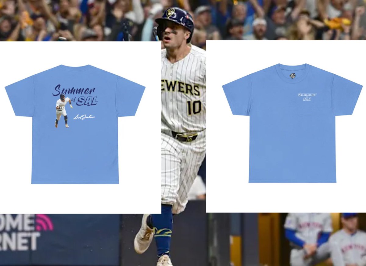 Ryan (@brewpack8) on Twitter photo ☀️ Summer of Sal shirt giveaway ☀️
Let’s celebrate the Brewers historic streak with a giveaway! 
RT and follow me for your chance to win one of these Summer of Sal shirts! 
Get yours here! etsy.com/listing/433346… ☀️ Summer of Sal shirt giveaway ☀️
Let’s celebrate the Brewers historic streak with a giveaway! 
RT and follow me for your chance to win one of these Summer of Sal shirts! 
Get yours here! etsy.com/listing/433346…