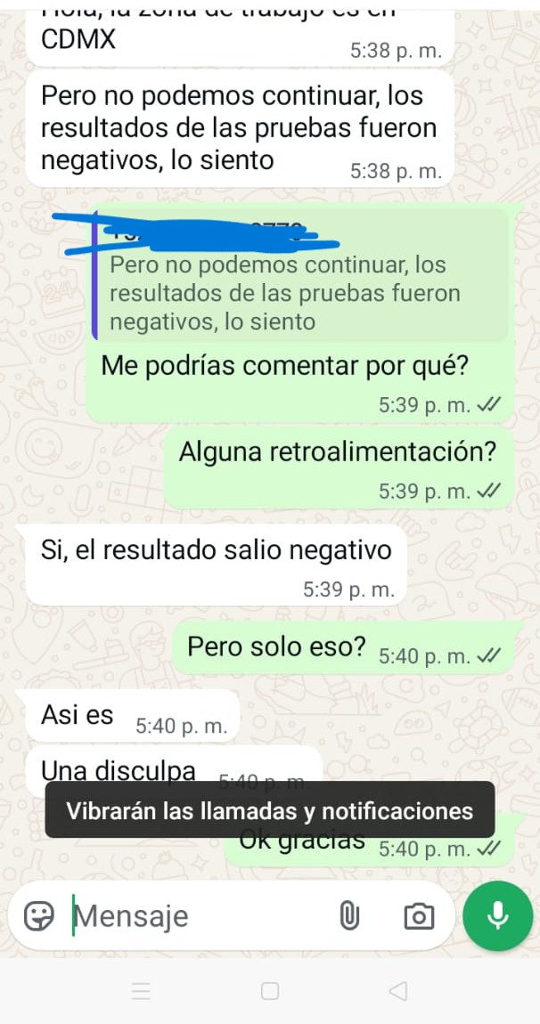 primero dice que mi perfil es muy bueno y luego resulta que no paso unas pruebas psicometricas sacadas de quien sabe donde en donde casi casi me preguntan que animal eres y respondes con si...no..tal vez. Dos ofertas laborales en un día valieron madres