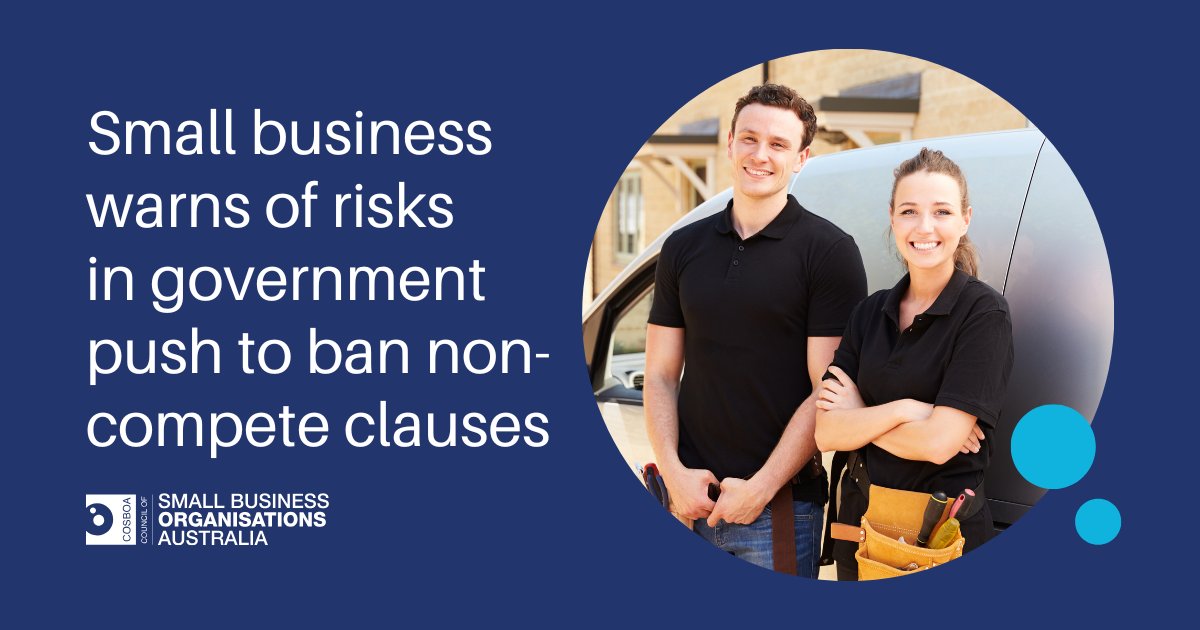 COSBOA warns the proposed non-compete clause ban could strip small businesses of key protections.

Small business isn't a smaller version of big business – it needs tailored solutions, not blanket bans.

Full statement: cosboa.org.au/post/small-bus…