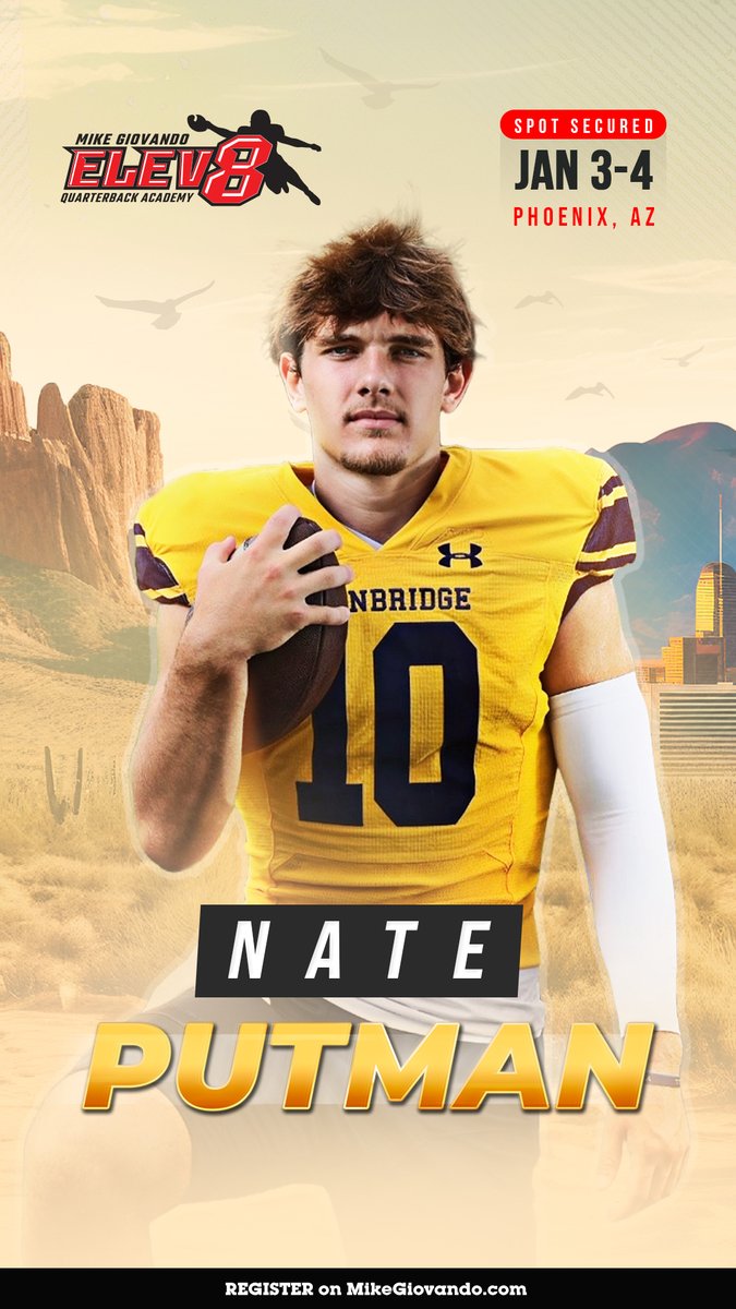 NatePutman9's tweet photo. Excited to attend my 3rd @Elev8QBacademy this Jan with Coach Gio! https://t.co/mH1pcHDpFm