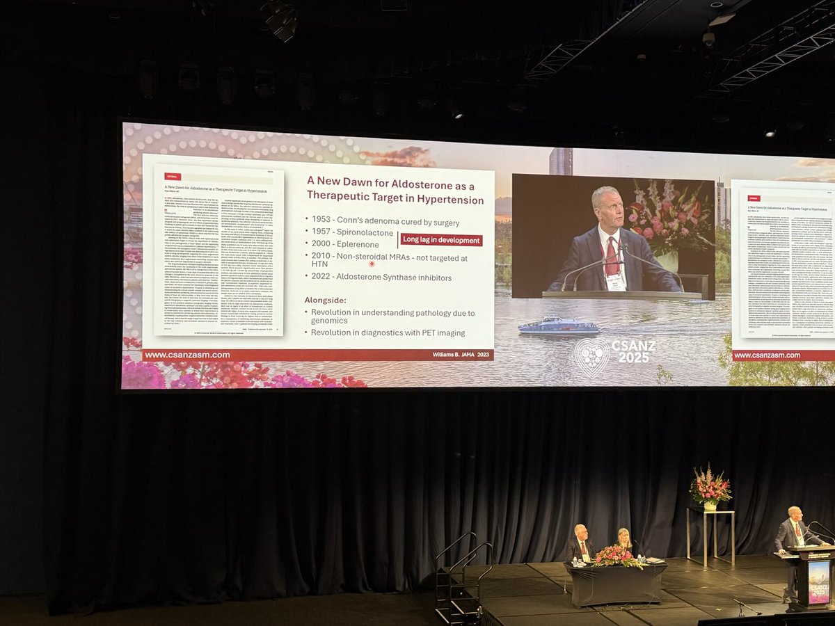 ProfJRMcMullen's tweet photo. Opening session RT Hall Lecture. Prof Bryan Williams- A new dawn for aldosterone as a therapeutic target in cardiovascular disease. Importance of #FundamentalScience & #ClinicalResearch #CSANZ2025 @thecsanz @ISHR_AUS @AnastasiaSMihai @clark_ra https://t.co/sgPYULIiq3