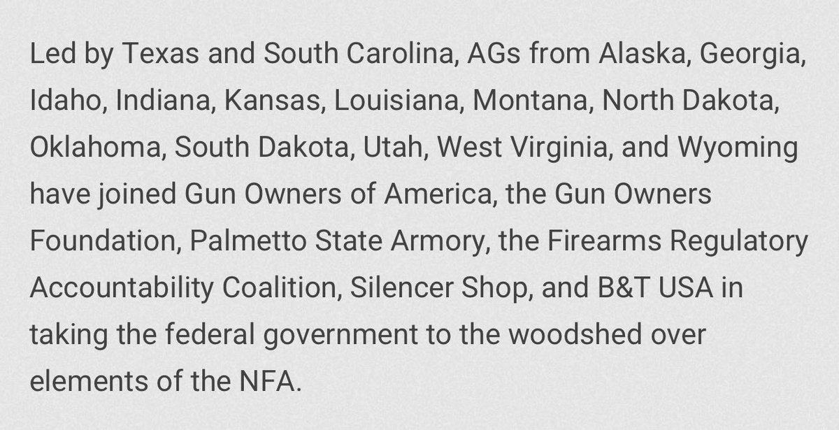 Senator Phil Hart (@senatorphilhart) on Twitter photo The NFA is a blatant stain on our Second Amendment rights that never should’ve existed. Never.
Idahoans are grateful to have <a href="/Raul_Labrador/">Attorney General Raúl R. Labrador</a> fighting to abolish it. The NFA is a blatant stain on our Second Amendment rights that never should’ve existed. Never.
Idahoans are grateful to have <a href="/Raul_Labrador/">Attorney General Raúl R. Labrador</a> fighting to abolish it.