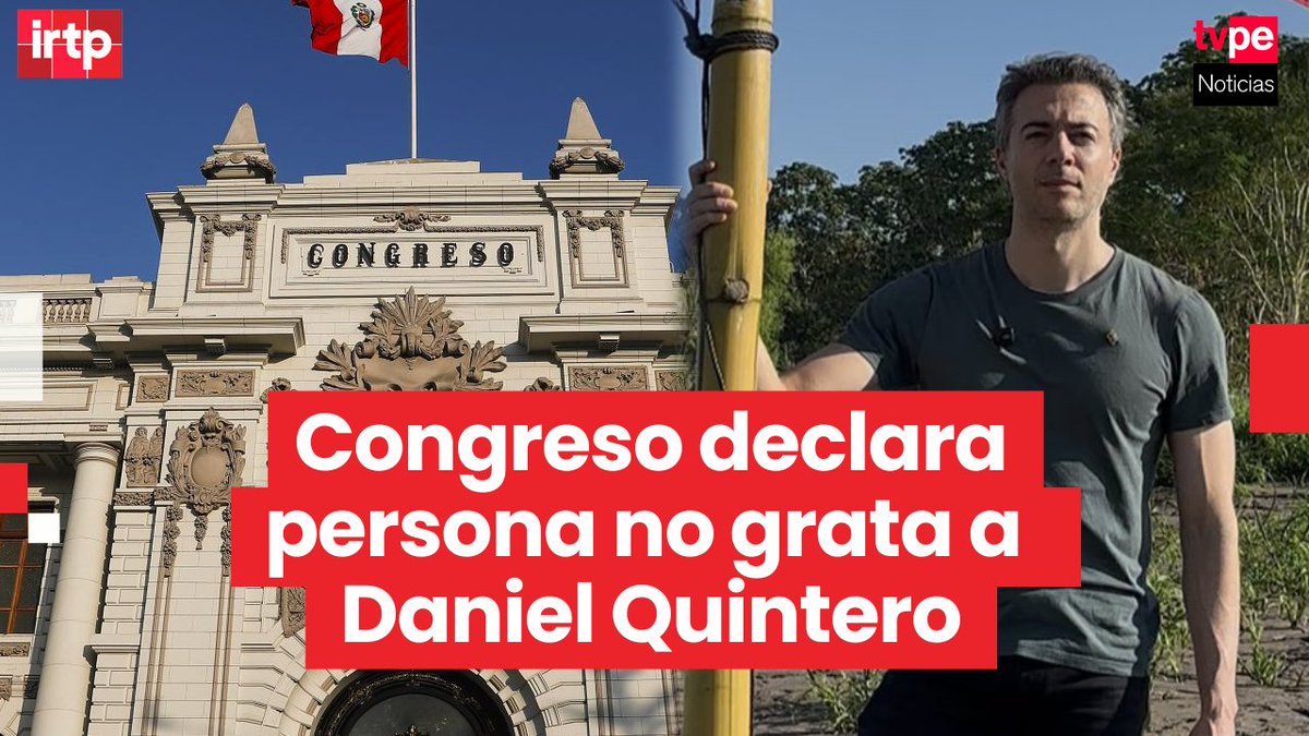 ⚠ El Congreso ha manifestado su enérgico rechazo a las acciones del precandidato presidencial colombiano Daniel Quintero, declarándolo persona no grata. 

🏛️ La moción, aprobada en el Pleno, condena el acto de Quintero de izar la bandera de su país en Santa Rosa de Loreto y