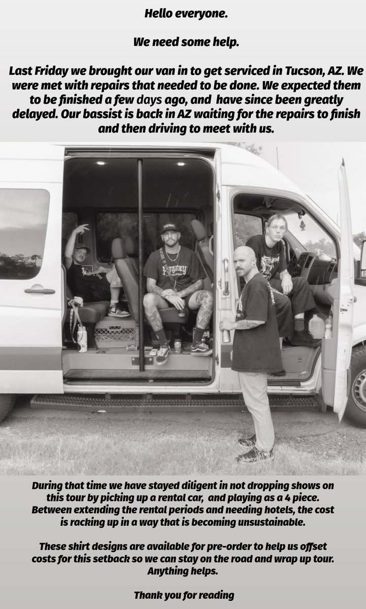 🅾️4️⃣🅱️ (@out4bloodhc) on Twitter photo We’ve hit a huge snag on this tour.
Read below to know more.
Sharing this post helps a ton.
Preorders run til 8/28 and ship 9/30
GKMC rip by <a href="/TrailOfLuis/">Luis Of It All</a>
out4blood.bandcamp.com/merch We’ve hit a huge snag on this tour.
Read below to know more.
Sharing this post helps a ton.
Preorders run til 8/28 and ship 9/30
GKMC rip by <a href="/TrailOfLuis/">Luis Of It All</a>
out4blood.bandcamp.com/merch