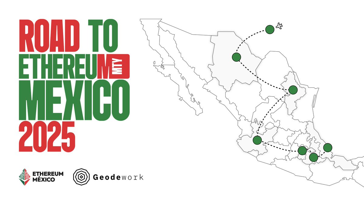 🚀 ¡Comienza #RoadToEthMexico2025!
Vamos a crecer y fortalecer la comunidad Web3 en todo México. 🇲🇽

🎓University Blockchain Days
🛠️ Builders Day

Acompáñanos en esta serie de eventos donde conectaremos con estudiantes, builders, founders, startups y comunidades locales en México