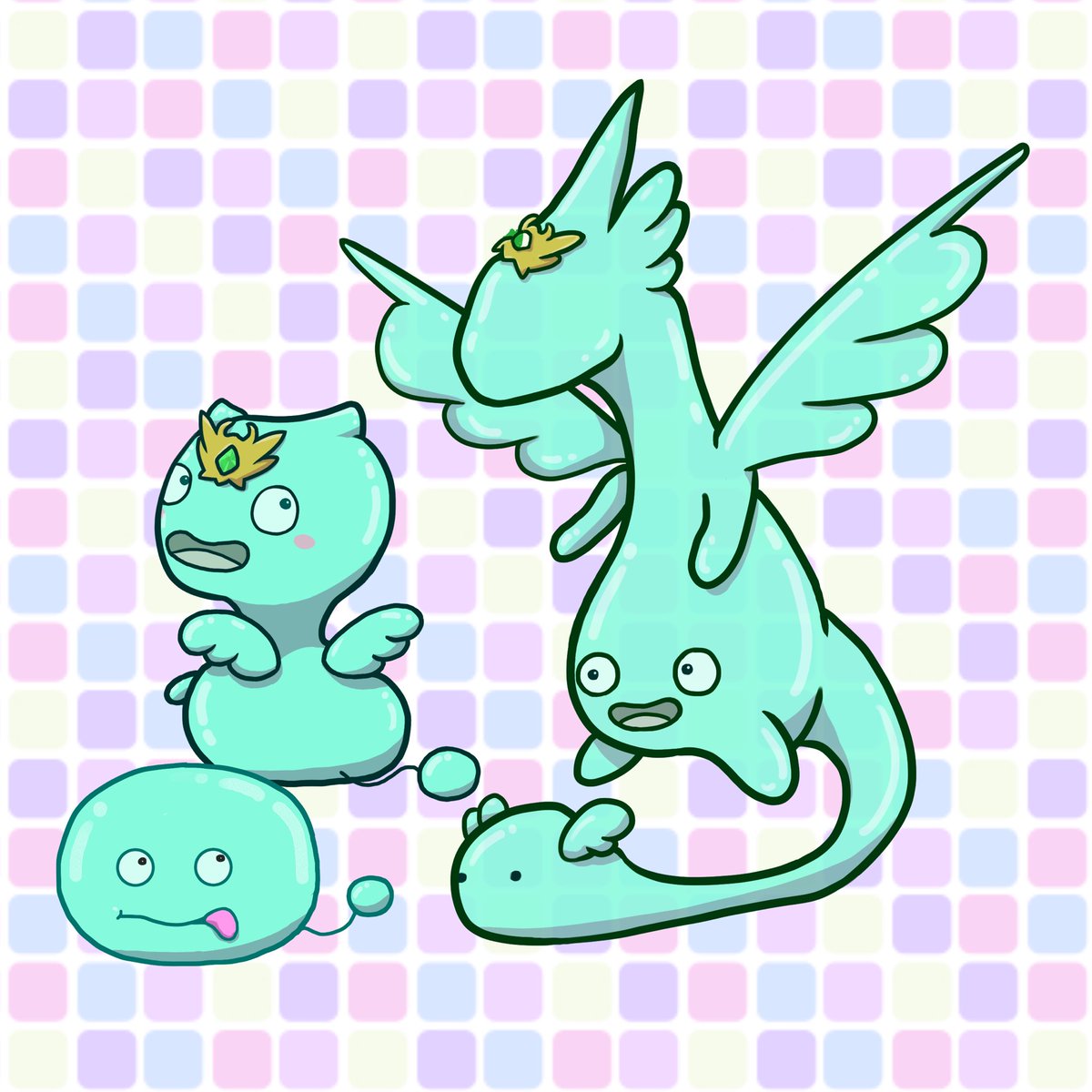 newmon_original's tweet photo. スライム一族！プルプルでヒンヤリ、夏にぴったり
#モンスター #オリジナル #オリキャラ #イラスト #お盆はフォロワーさんが増えるらしい #絵描きさんフォロバ100 #illustration https://t.co/TYHkAsI6j6