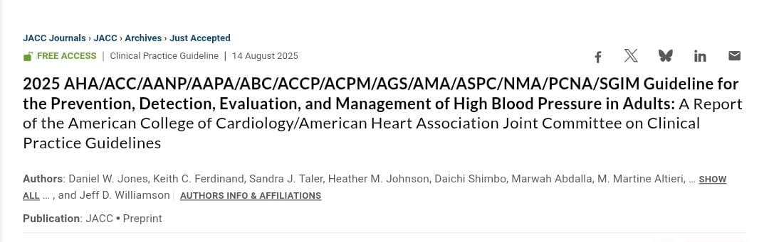 10 Takeaway Message From New Blood Pressure Guidelines:

1️⃣ High BP is the top modifiable risk for CVD, stroke, dementia, CKD, and death.

2️⃣ Work with communities to screen all adults and apply guideline-based BP prevention and treatment.

3️⃣ Use multidisciplinary teams to