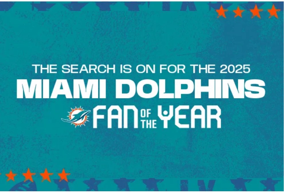 ian693's tweet photo. The 2025 Miami Dolphins Fan of the Year nominations are now open!!!! Nominate yourself or someone that you think should be this year’s nominee. It’s an honor of a lifetime to be selected!! #PhinsUp 

Here’s the link: https://t.co/d9RlIJYGJc https://t.co/xbEgBvmkdo