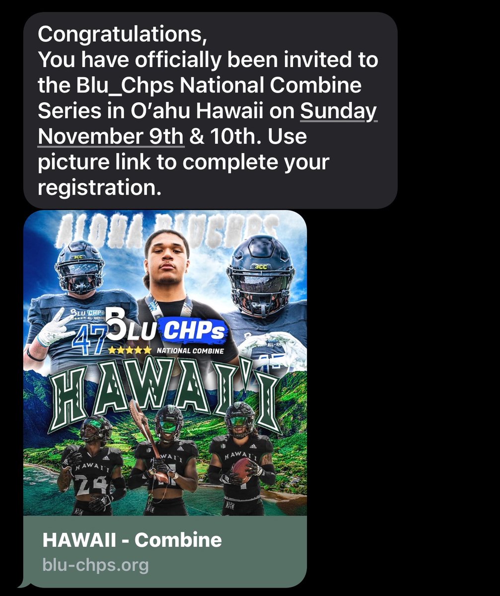 Aaron Rauschenburg DB/Safety (@aaronraus11) on Twitter photo Thank you for the invite. 🙏🏽💙 <a href="/blu_chps/">BluChps</a>
<a href="/RaymondMaae/">Ray Ma'ae</a> <a href="/BrandonHuffman/">Brandon Huffman</a> <a href="/GregCooperUSA/">Natl Recruiting Dir | Military Appreciation Bowl</a>
#sophomore #kapoleihighschool #blessed Thank you for the invite. 🙏🏽💙 <a href="/blu_chps/">BluChps</a>
<a href="/RaymondMaae/">Ray Ma'ae</a> <a href="/BrandonHuffman/">Brandon Huffman</a> <a href="/GregCooperUSA/">Natl Recruiting Dir | Military Appreciation Bowl</a>
#sophomore #kapoleihighschool #blessed